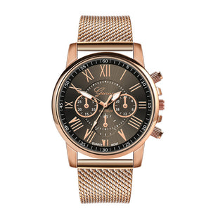 Luxury Quartz Sport Military Stainless Steel Dial Leather Band Wrist Watch