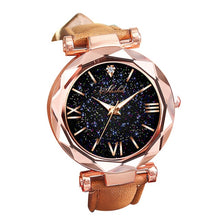 Load image into Gallery viewer, Fashion Starry Sky Round Dial Roman Number Faux Leather Band Women Quartz Wrist Watch